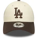 los-angeles-dodgers-mlb-new-era-9forty-side-patch-justerbar-beige-og-brun-buet-kasket