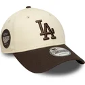 los-angeles-dodgers-mlb-new-era-9forty-side-patch-justerbar-beige-og-brun-buet-kasket