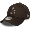 justerbar-brun-buet-kasket-9forty-outline-los-angeles-dodgers-mlb-fra-new-era