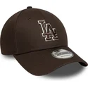 justerbar-brun-buet-kasket-9forty-outline-los-angeles-dodgers-mlb-fra-new-era