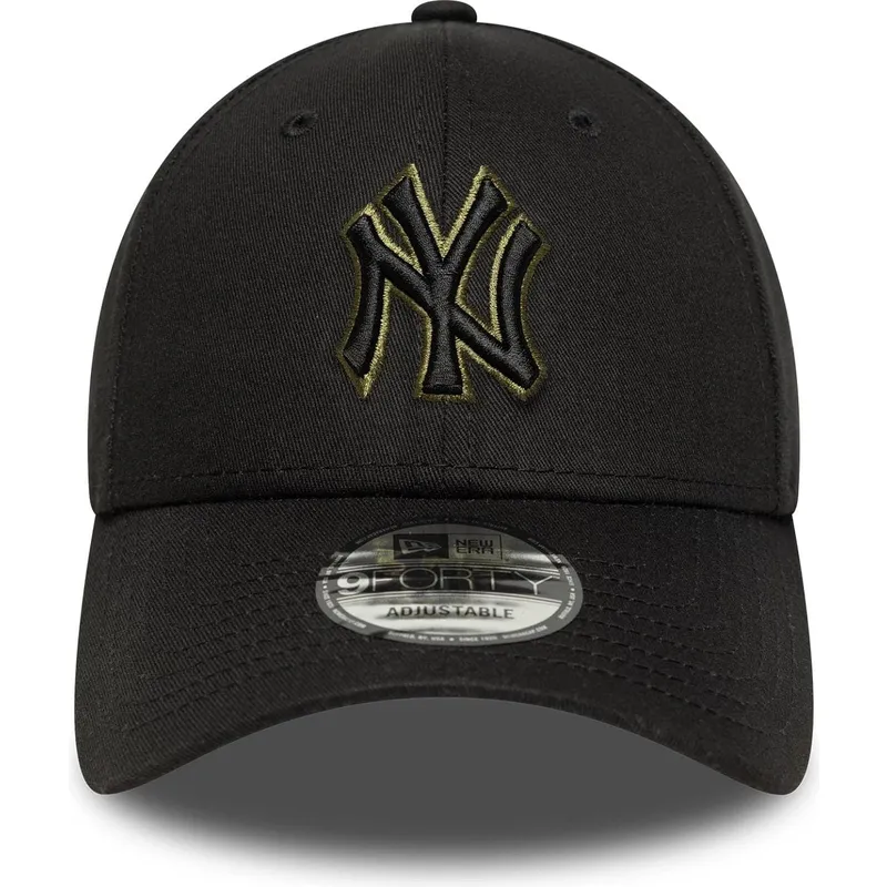 sort-justerbar-curved-kasket-med-gront-logo-9forty-outline-fra-new-york-yankees-mlb-fra-new-era