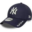 new-era-new-york-yankees-mlb-9forty-visor-script-justerbar-marinebla-buet-kasket