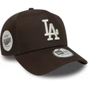 brun-buet-snapback-kasket-9forty-e-frame-side-patch-fra-los-angeles-dodgers-mlb-fra-new-era