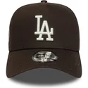 brun-buet-snapback-kasket-9forty-e-frame-side-patch-fra-los-angeles-dodgers-mlb-fra-new-era