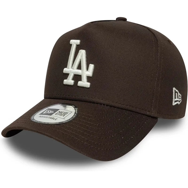 brun-buet-snapback-kasket-9forty-e-frame-side-patch-fra-los-angeles-dodgers-mlb-fra-new-era
