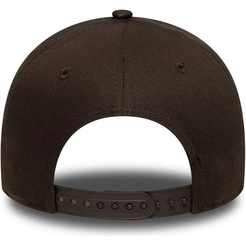 brun-buet-snapback-kasket-9forty-e-frame-side-patch-fra-los-angeles-dodgers-mlb-fra-new-era