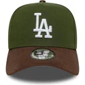 gron-og-brun-buet-snapback-kasket-9forty-e-frame-suede-skaerm-los-angeles-dodgers-mlb-fra-new-era