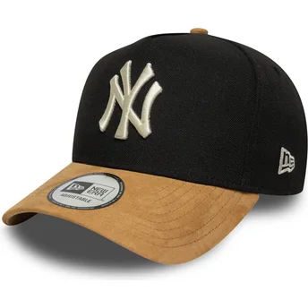Sort og brun buet snapback 9FORTY E Frame Suede Visor kasket fra New York Yankees MLB fra New Era