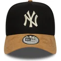 sort-og-brun-buet-snapback-9forty-e-frame-suede-visor-kasket-fra-new-york-yankees-mlb-fra-new-era