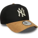 sort-og-brun-buet-snapback-9forty-e-frame-suede-visor-kasket-fra-new-york-yankees-mlb-fra-new-era