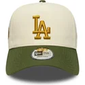 beige-og-gron-buet-snapback-kasket-9forty-e-frame-world-series-patch-fra-los-angeles-dodgers-mlb-fra-new-era