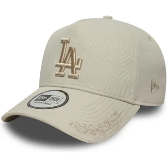 Beige buet snapback kasket med beige logo 9FORTY E Frame Tonal Icon Los Angeles Dodgers MLB fra New Era