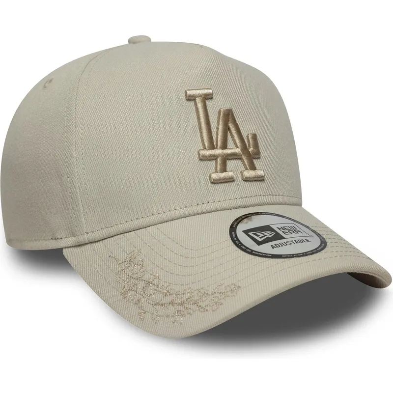 beige-buet-kasket-snapback-med-beige-logo-9forty-e-frame-tonal-icon-fra-los-angeles-dodgers-mlb-fra-new-era