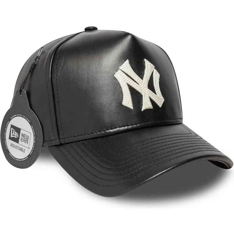 sort-justerbar-kurvet-kasket-9forty-e-frame-img-leather-fra-new-york-yankees-mlb-fra-new-era
