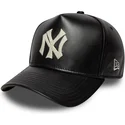 sort-justerbar-kurvet-kasket-9forty-e-frame-img-leather-fra-new-york-yankees-mlb-fra-new-era