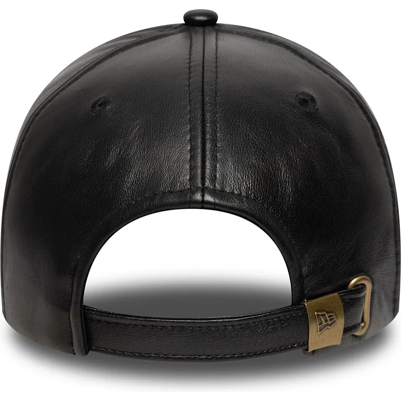 sort-justerbar-kurvet-kasket-9forty-e-frame-img-leather-fra-new-york-yankees-mlb-fra-new-era