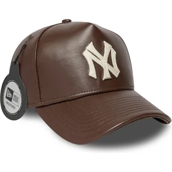 Brun justerbar kurvet kasket 9FORTY E Frame Img Leather fra New York Yankees MLB fra New Era