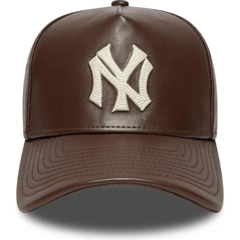 brun-justerbar-kurvet-kasket-9forty-e-frame-img-leather-fra-new-york-yankees-mlb-fra-new-era