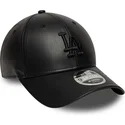 los-angeles-dodgers-mlb-new-era-9forty-m-crown-pu-sort-snapback-kasket-med-buet-skygge-og-sort-logo