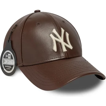 New York Yankees MLB New Era 9FORTY M-Crown Img Leather brun justerbar buet kasket