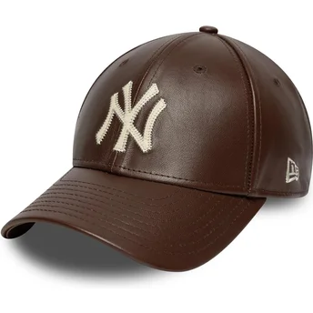 Justerbar brun buet kasket 9FORTY M-Crown Img Leather New York Yankees MLB fra New Era