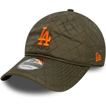 Grøn justerbar kurvet kasket med orange logo 9TWENTY Quilted fra Los Angeles Dodgers MLB fra New Era