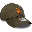 gron-justerbar-kurvet-kasket-med-orange-logo-9twenty-quilted-fra-los-angeles-dodgers-mlb-fra-new-era