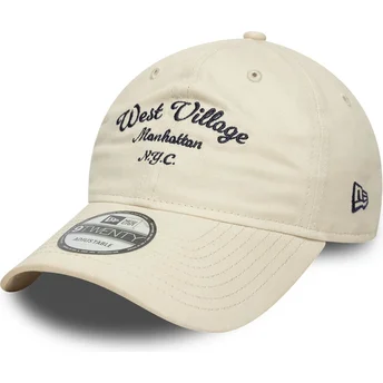 Beige justerbar West Village 9TWENTY Wordmark kasket fra New Era
