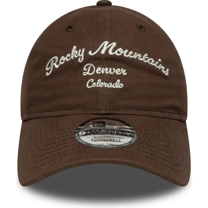 brun-justerbar-curved-cap-rocky-mountains-9twenty-wordmark-fra-new-era