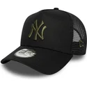 sort-trucker-kasket-med-gront-logo-a-frame-league-essential-fra-new-york-yankees-mlb-fra-new-era