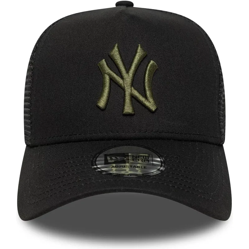 sort-trucker-kasket-med-gront-logo-a-frame-league-essential-fra-new-york-yankees-mlb-fra-new-era