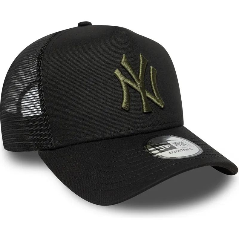 sort-trucker-kasket-med-gront-logo-a-frame-league-essential-fra-new-york-yankees-mlb-fra-new-era