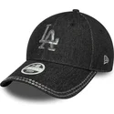 los-angeles-dodgers-mlb-new-era-9forty-sequin-denim-justerbar-sort-buet-kasket-til-kvinder