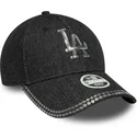 los-angeles-dodgers-mlb-new-era-9forty-sequin-denim-justerbar-sort-buet-kasket-til-kvinder