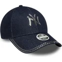 new-era-new-york-yankees-mlb-9forty-sequin-denim-justerbar-marinebla-buet-kasket-til-kvinder