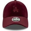 bordeaux-justerbar-buet-kasket-til-kvinder-9forty-velour-fra-los-angeles-dodgers-mlb-fra-new-era