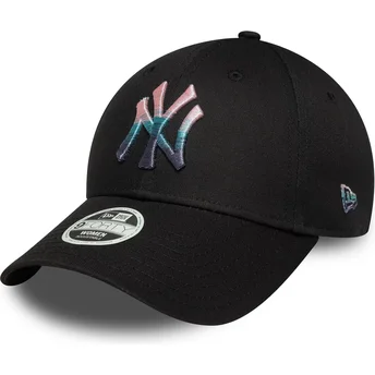Buet sort justerbar kasket til kvinder 9FORTY Metallic Logo fra New York Yankees MLB fra New Era