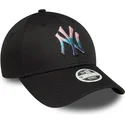 new-era-new-york-yankees-mlb-9forty-metallic-logo-justerbar-sort-kvindekasket-med-buet-skygge