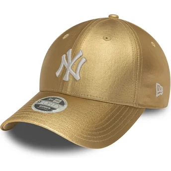 New Era New York Yankees MLB 9FORTY Metallic justerbar kvindekasket med buet skygge i guld