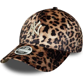 New Era New York Yankees MLB 9FORTY Leo Velour justerbar leopard kasket til kvinder