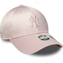 new-york-yankees-mlb-new-era-9forty-satin-bow-back-justerbar-lyserod-kvindekasket-med-buet-skygge-og-lyserodt-logo