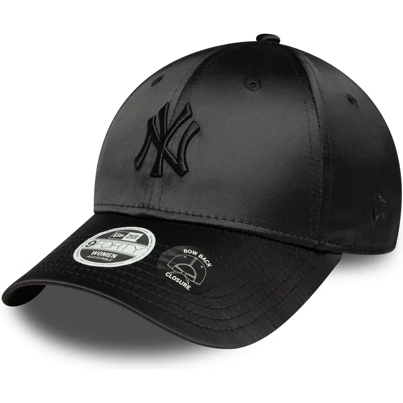 sort-justerbar-buet-kasket-til-kvinder-med-sort-logo-9forty-satin-bow-back-fra-new-york-yankees-mlb-fra-new-era