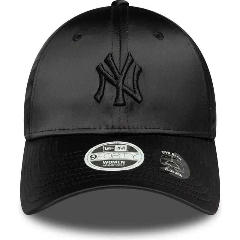 sort-justerbar-buet-kasket-til-kvinder-med-sort-logo-9forty-satin-bow-back-fra-new-york-yankees-mlb-fra-new-era