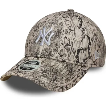 New Era New York Yankees MLB 9FORTY Snake grå justerbar kvindekasket med buet skygge