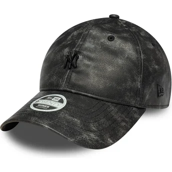 New Era New York Yankees MLB 9TWENTY Worn PU sort justerbar kvindekasket med sort logo