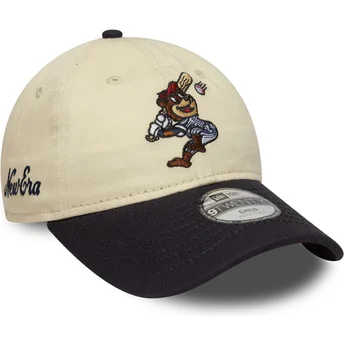 Justerbar beige og marineblå buet kasket til drenge 9TWENTY Mascot fra New Era