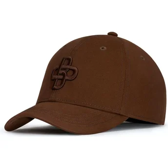 Justerbar brun buet kasket med brunt logo Baseball Peach OBL061 fra Oblack