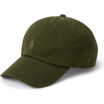 Polo Ralph Lauren Cotton Chino Classic Sport justerbar grøn buet kasket med grønt logo
