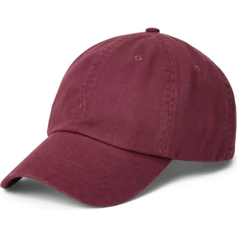 Bordeaux justerbar buet kasket med bordeaux logo Cotton Chino Classic Sport fra Polo Ralph Lauren