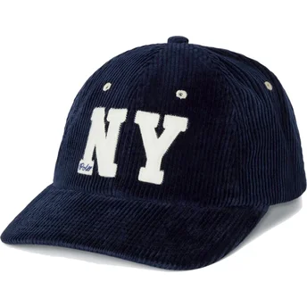Marineblå justerbar buet kasket med NY Patch Authentic Corduroy fra Polo Ralph Lauren